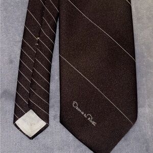 Oscar de la Renta Black Tie with White Stripes